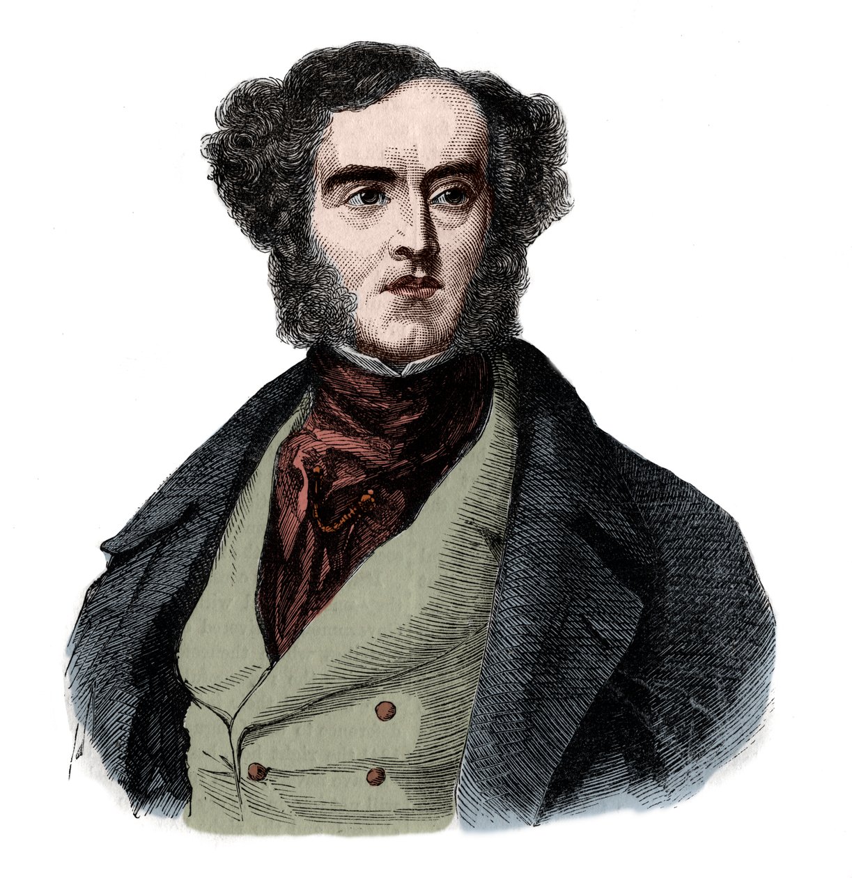 Porträtt av Lord George Cavendish Bentinck (1802-1848), engelsk statsman och idrottsman. av French School