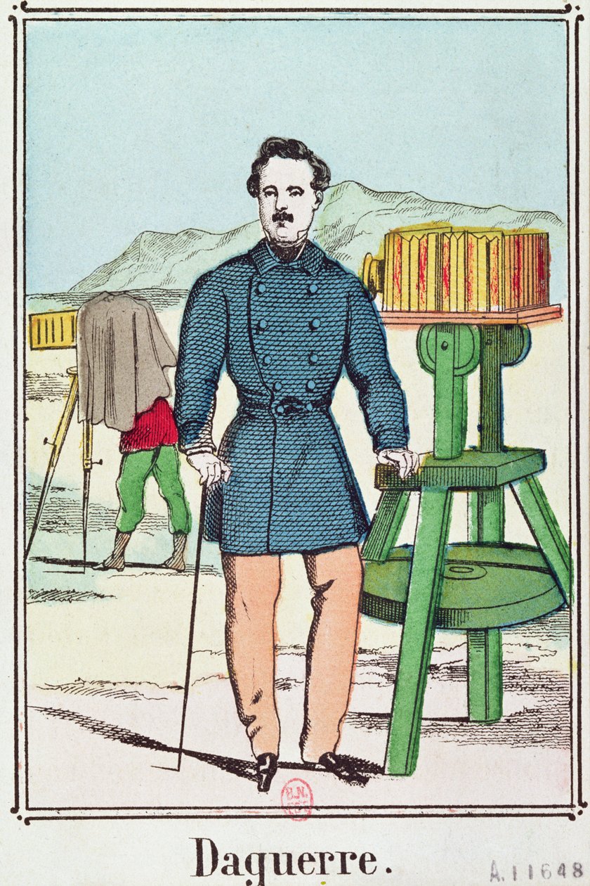 Porträtt av Louis-Jacques Daguerre (1787-1851) av French School