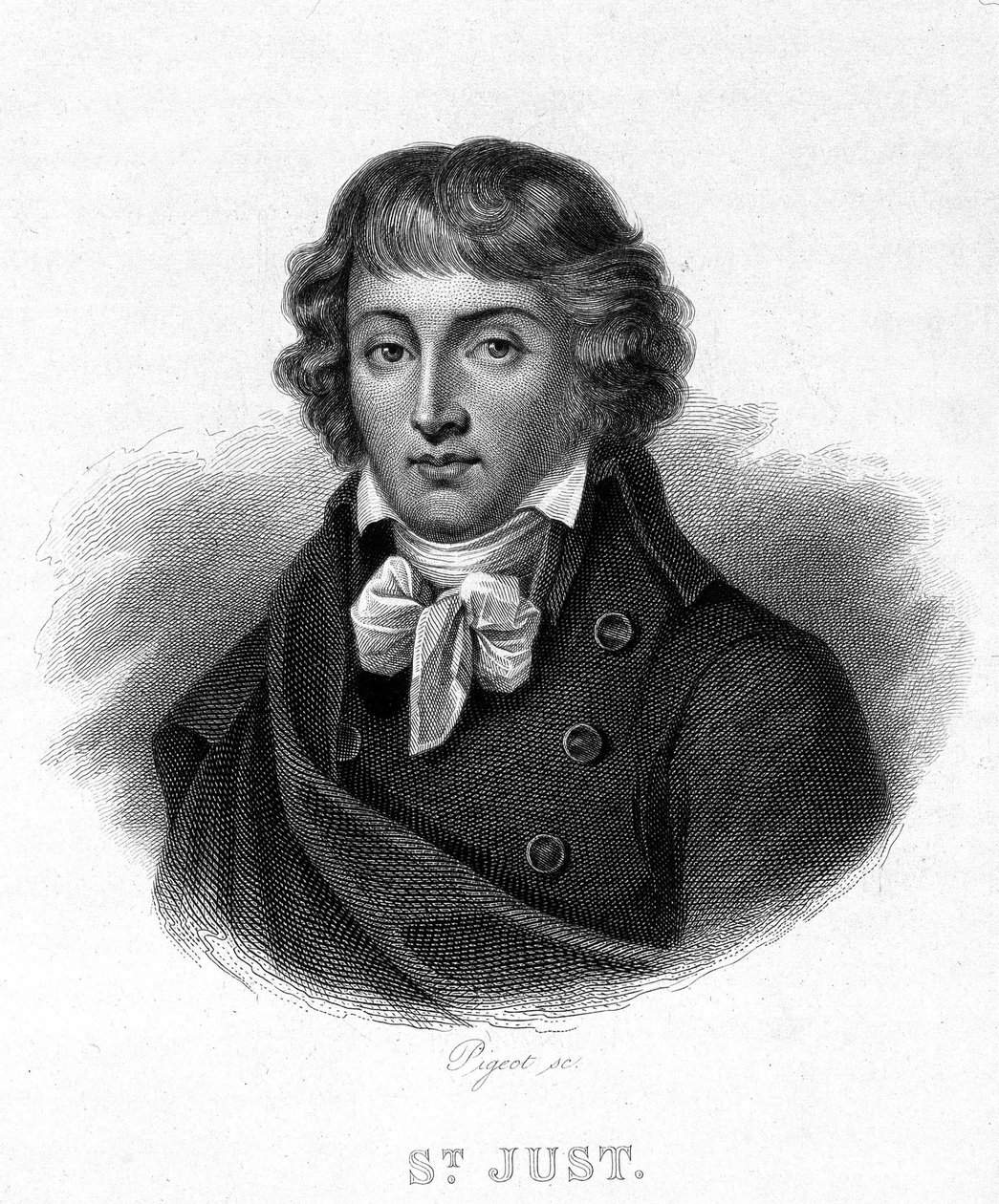 Porträtt av Louis Antoine Léon Saint - Just (1767 - 1794) - i "" Revolution francaise"" av Thiers. 1800-talet av French School
