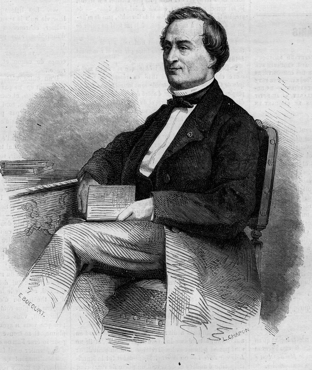 Porträtt av Louis Bernard Bonjean (1804-1871), fransk magistrat och senator. Gravyr i "" Le Monde Illustré"" nr 309 av 14 mars 1863. av French School