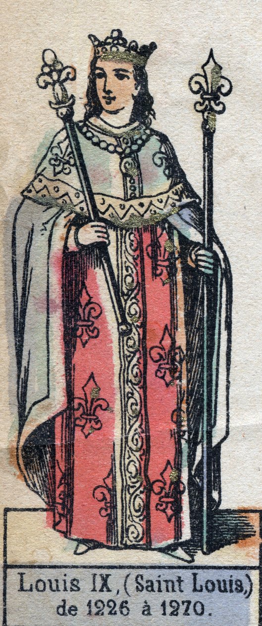 Porträtt av Ludvig IX av Frankrike, känd som Saint Louis (1214-1270) (kapeternas dynasti). Illustration sent 1800-tal. av French School