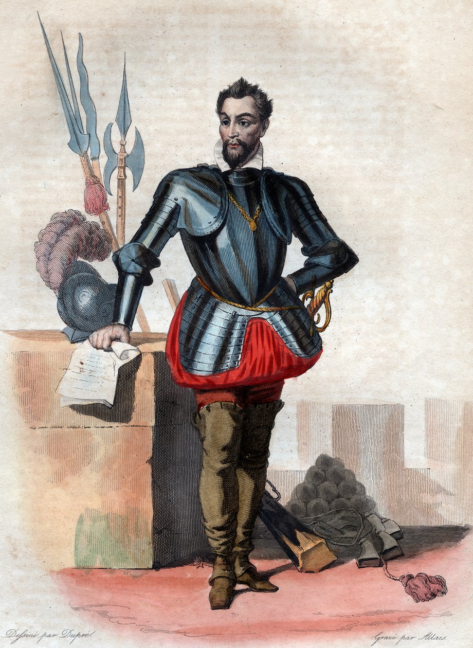 Porträtt av Louis I de Bourbon, prins av Conde (1530-1569), hugenottledare och general. av French School