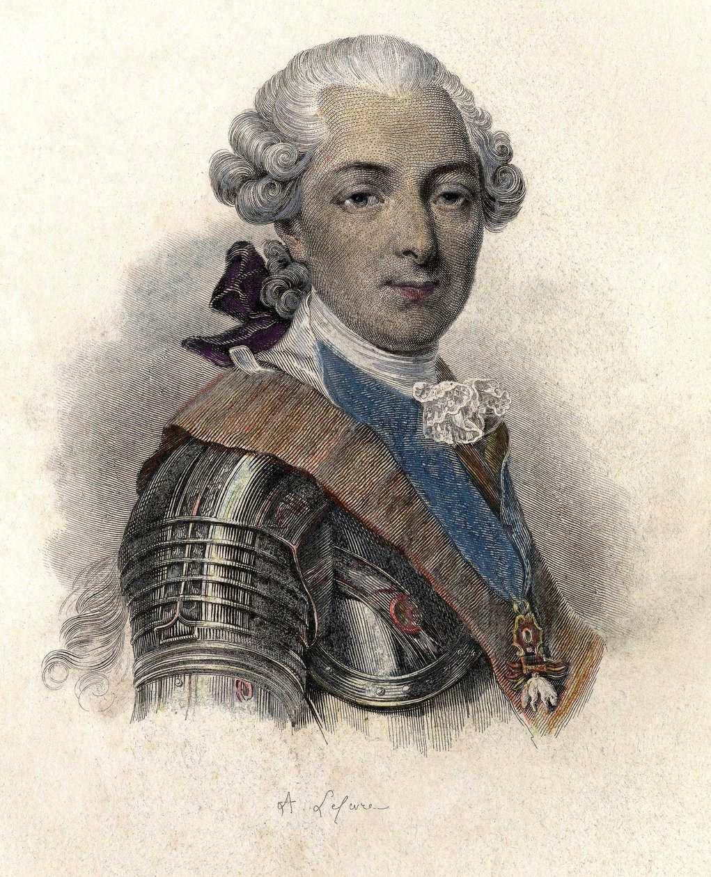 Porträtt av Louis Jean Marie de Bourbon, hertig av Penthievre (1725-1793), storamiral och mecene francais. i "Portraits des Hommes Useful" av French School
