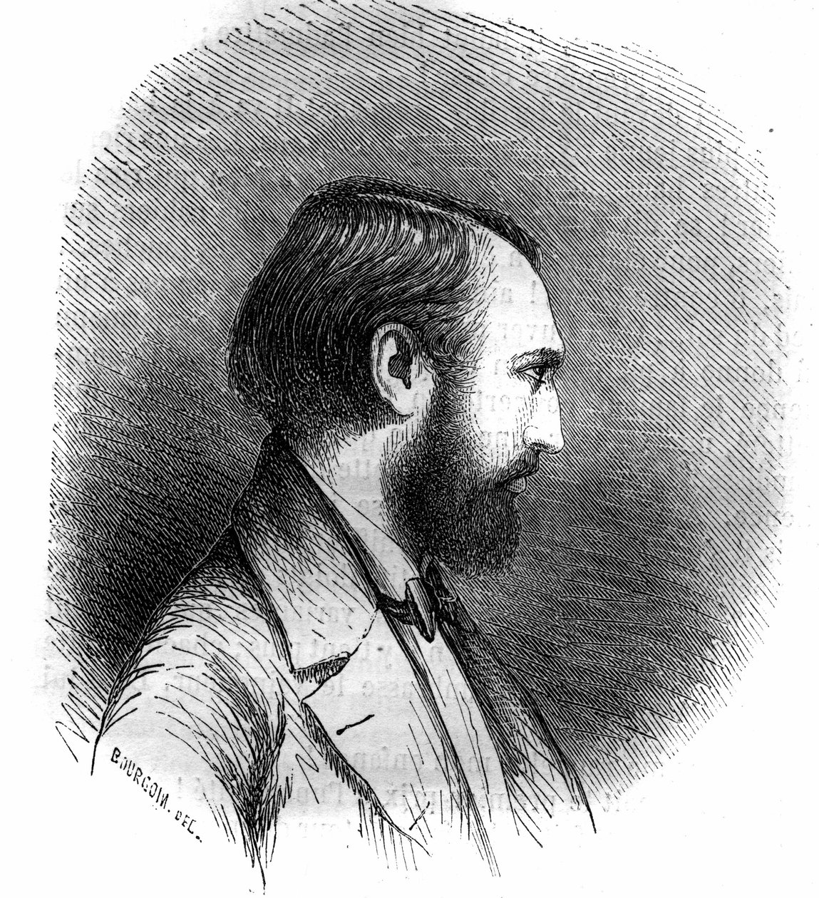 Porträtt av Louis Lacombe (Trouillon Lacombe, Trouillon-Lacombe) (1818-1884), fransk kompositör. Gravyr från 1852. av French School