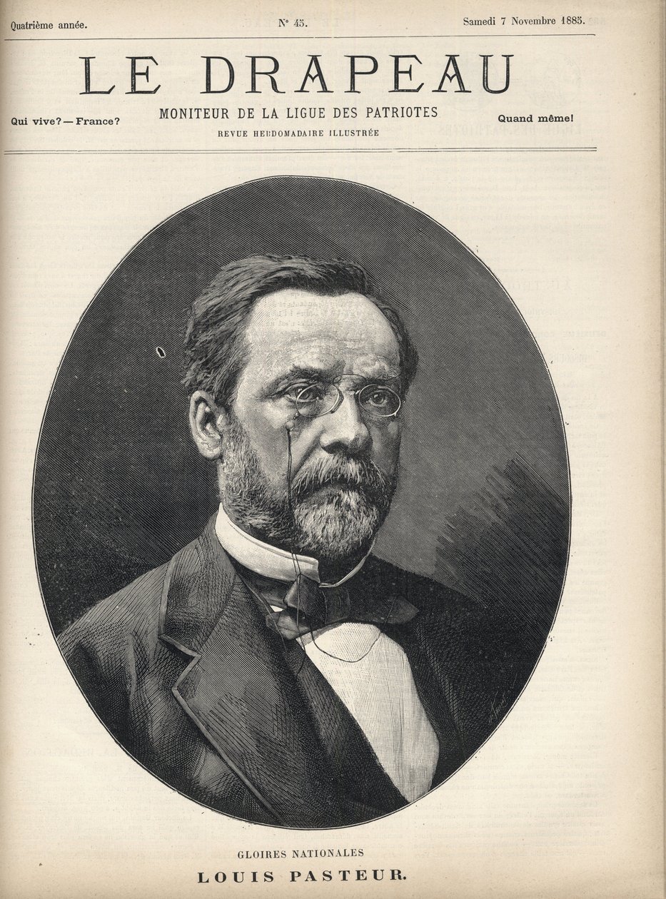 Porträtt av Louis Pasteur (1822-1895) - omslag till "The Flag - Monitor of the League of Patriotes" - 7 november av French School