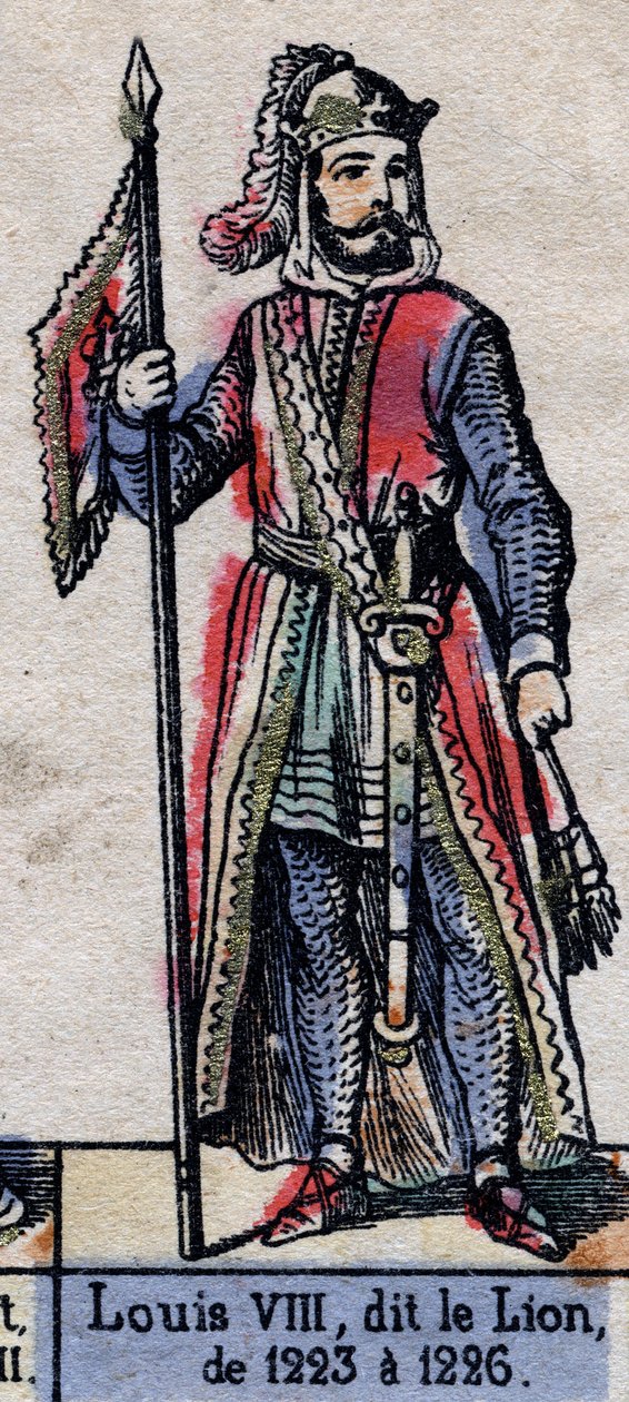 Porträtt av Ludvig VIII av Frankrike känd som Lejonet (1187-1226) (kapeternas dynasti). Illustration sent 1800-tal. av French School