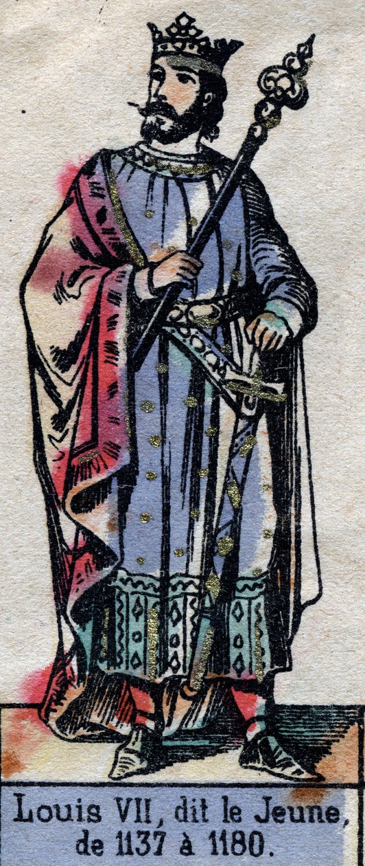 Porträtt av Ludvig VII av Frankrike, känd som Ludvig den unge (1120-1180) (kapeternas dynasti). Illustration sent 1800-tal. av French School