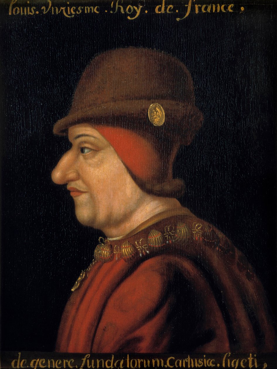 Porträtt av Ludvig XI (1423-1483), kung av Frankrike. Franska skolan på 1600-talet. Plessis les Tours (Plessis les Tours) (Plessis-les-Tours) av French School