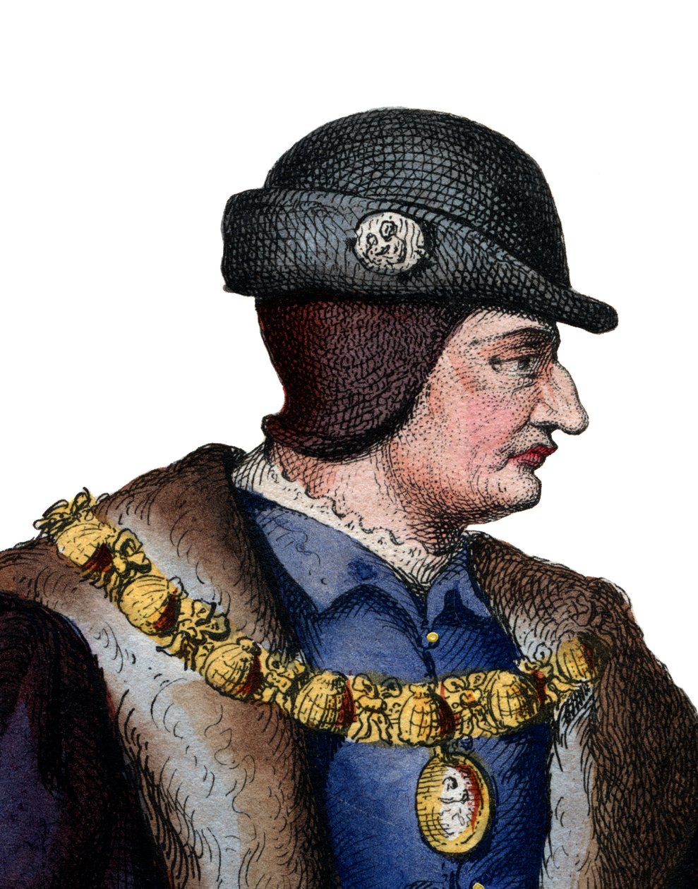 Porträtt av Ludvig XI av Frankrike (1423-1483), kung av Frankrike. av French School