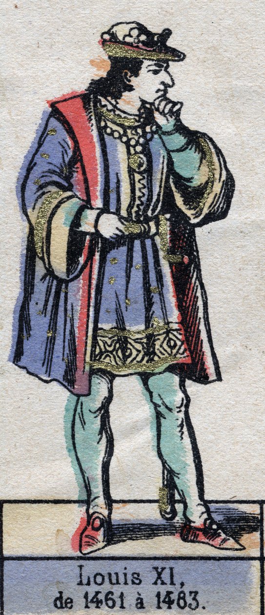 Porträtt av Ludvig XI av Frankrike, känd som den försiktige (1423-1483) (kapeternas dynasti). Illustration sent 1800-tal. av French School