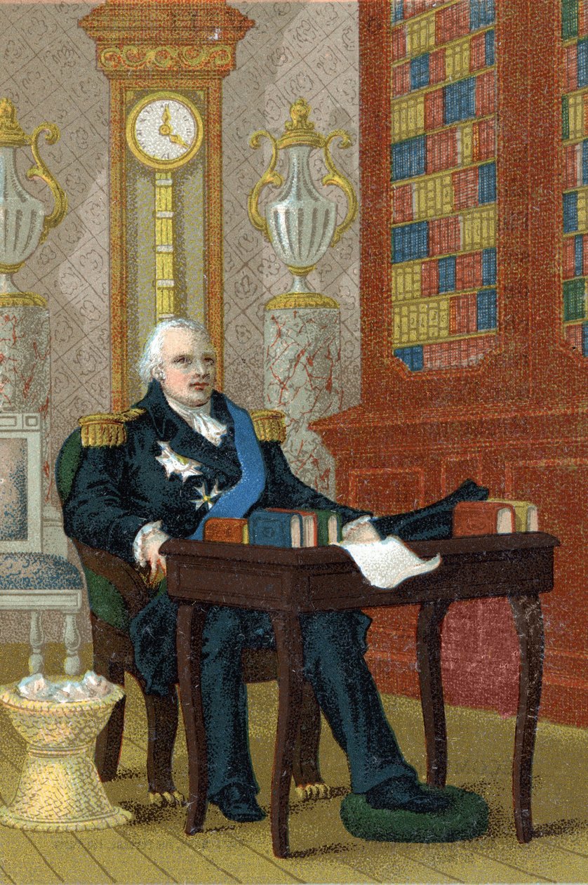 Porträtt av Ludvig XVIII (1755-1824), kung av Frankrike. av French School