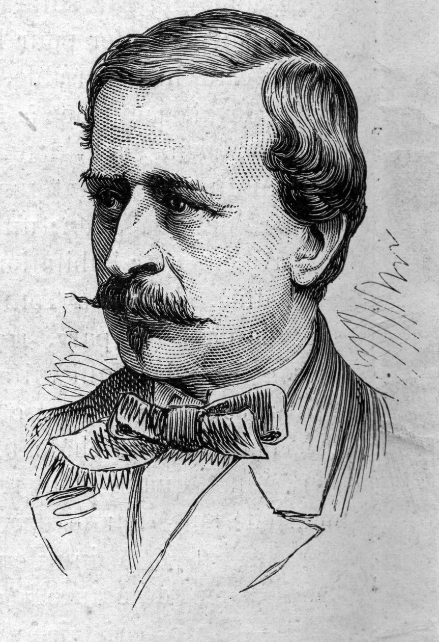 Porträtt av Louis de Lomenie (1815-1878), fransk essäist och akademiker. Gravyr i "" Le Monde Illustré"" nr 883 av 14 mars 1874. av French School
