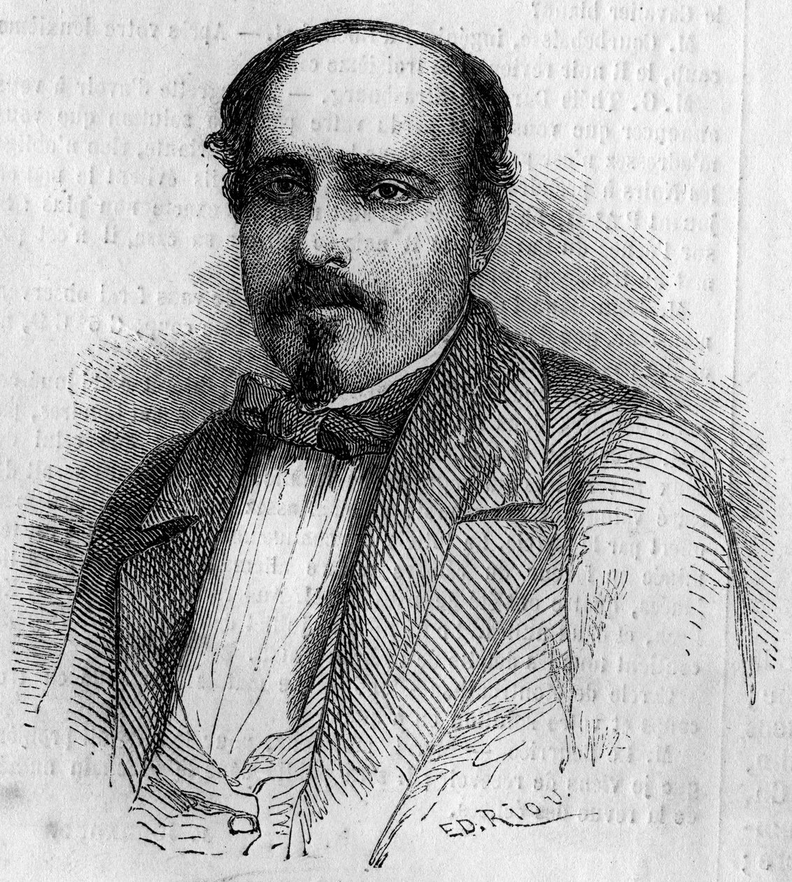 Porträtt av Luiz Augusto Rebello da Silva (1822-1871), portugisisk författare. Gravyr i "" Le Monde Illustré "" nr 227 av 17 augusti 1861. av French School