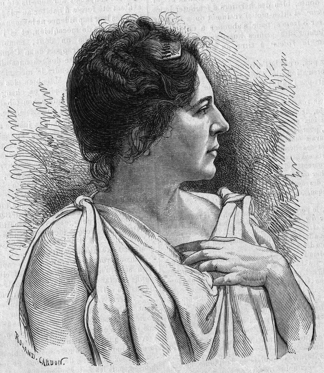 Porträtt av Madame Agar (Marie Leonide Charvin, dit) (1836-1891), fransk komiker. Gravyr i "La gazette du dimanche"" av den 21 november 1895. av French School