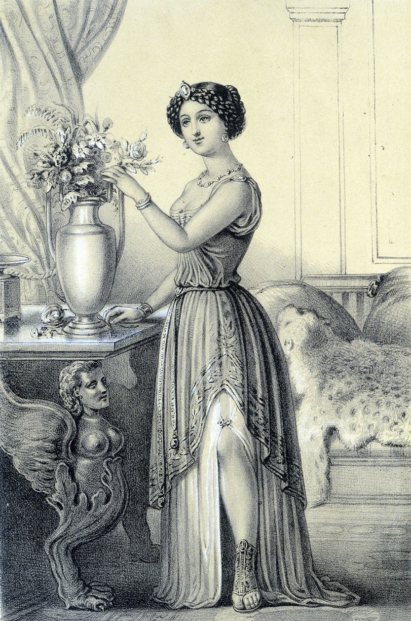 Porträtt av Mademoiselle de Fontenay eller Teresa (Theresa eller Terezia) Cabarrus, känd som Madame Tallien (Talien) - i "Galerie historique de la Revolution francaise" av Albert Maurin av French School