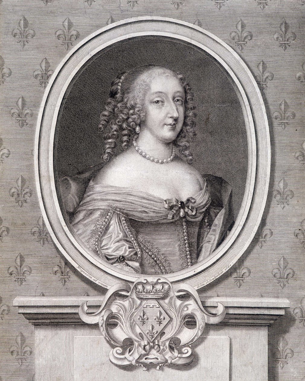 Porträtt av Mademoiselle de Montpensier kallad "Grande Mademoiselle" av French School