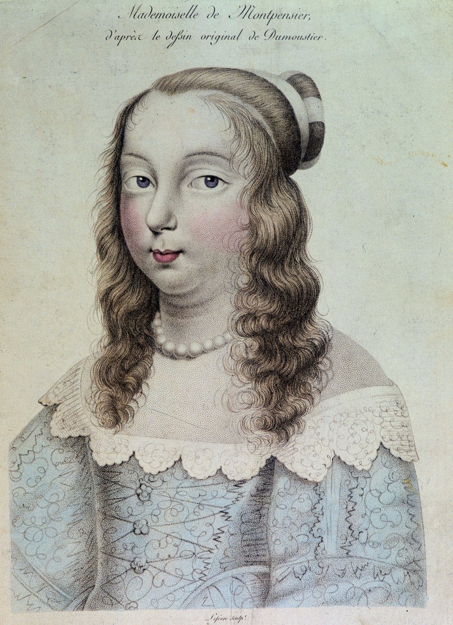 Porträtt av Mademoiselle de Montpensier kallad "Grande Mademoiselle" av French School