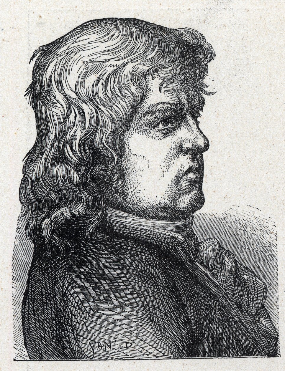 Porträtt av Marc Guillaume Alexis Vadier (1736 -1828), fransk revolutionär politiker. Gravyr från 1889. Privat samling. av French School