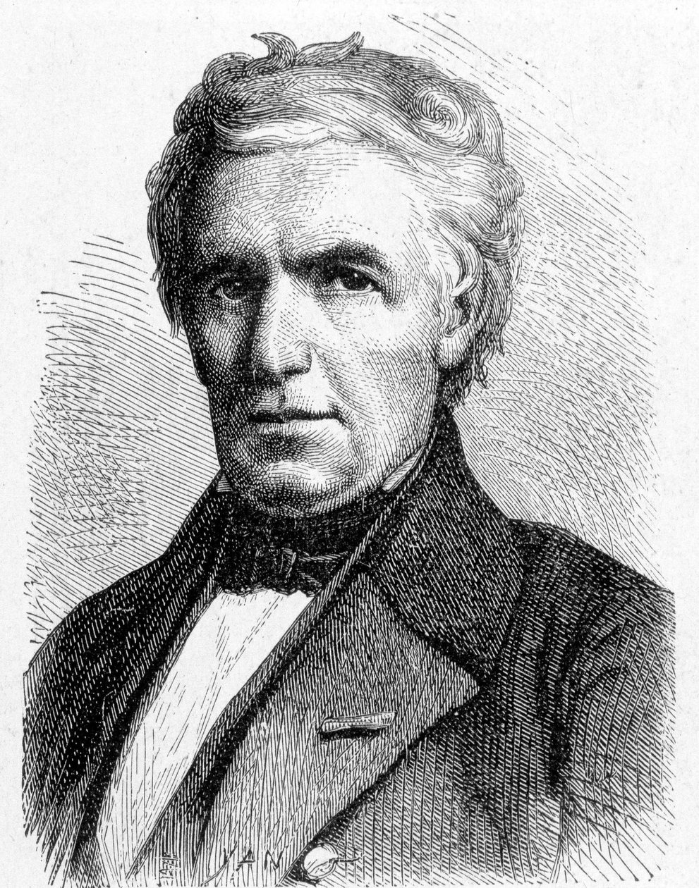 Porträtt av Marc Séguin (1786 - 1844), fransk ingenjör som tänkte ut principen om hängbroar, även uppfinnare av den rörformade pannan - i "Album de la Science; berömda vetenskapsmän; Stora upptäckter””” 1896. av French School