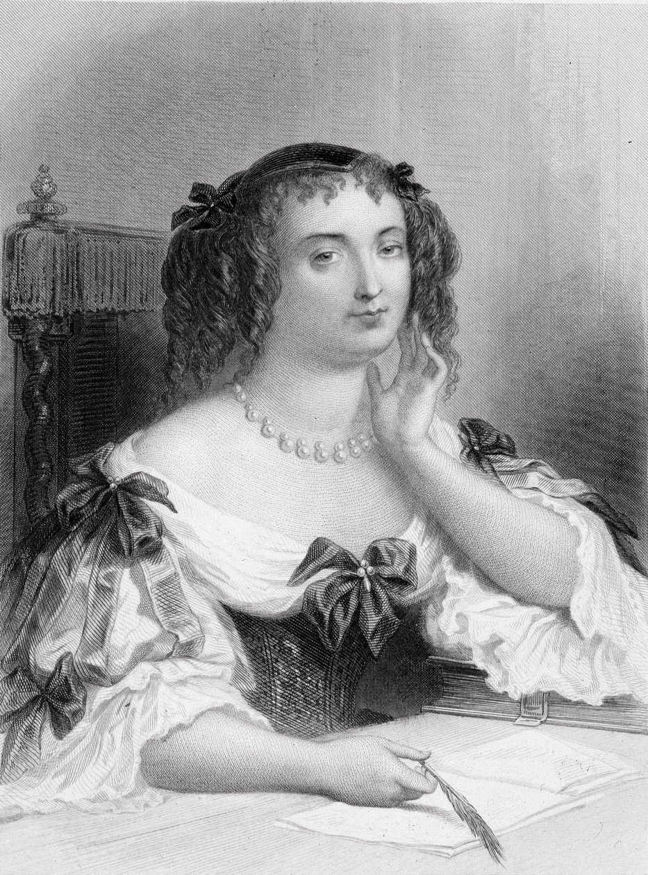 Porträtt av Marie de Rabutin-Chantal (Rabutin Chantal), markisin av Sevigne känd som Madame de Sevigne (1626-1696) författare - gravyr av French School