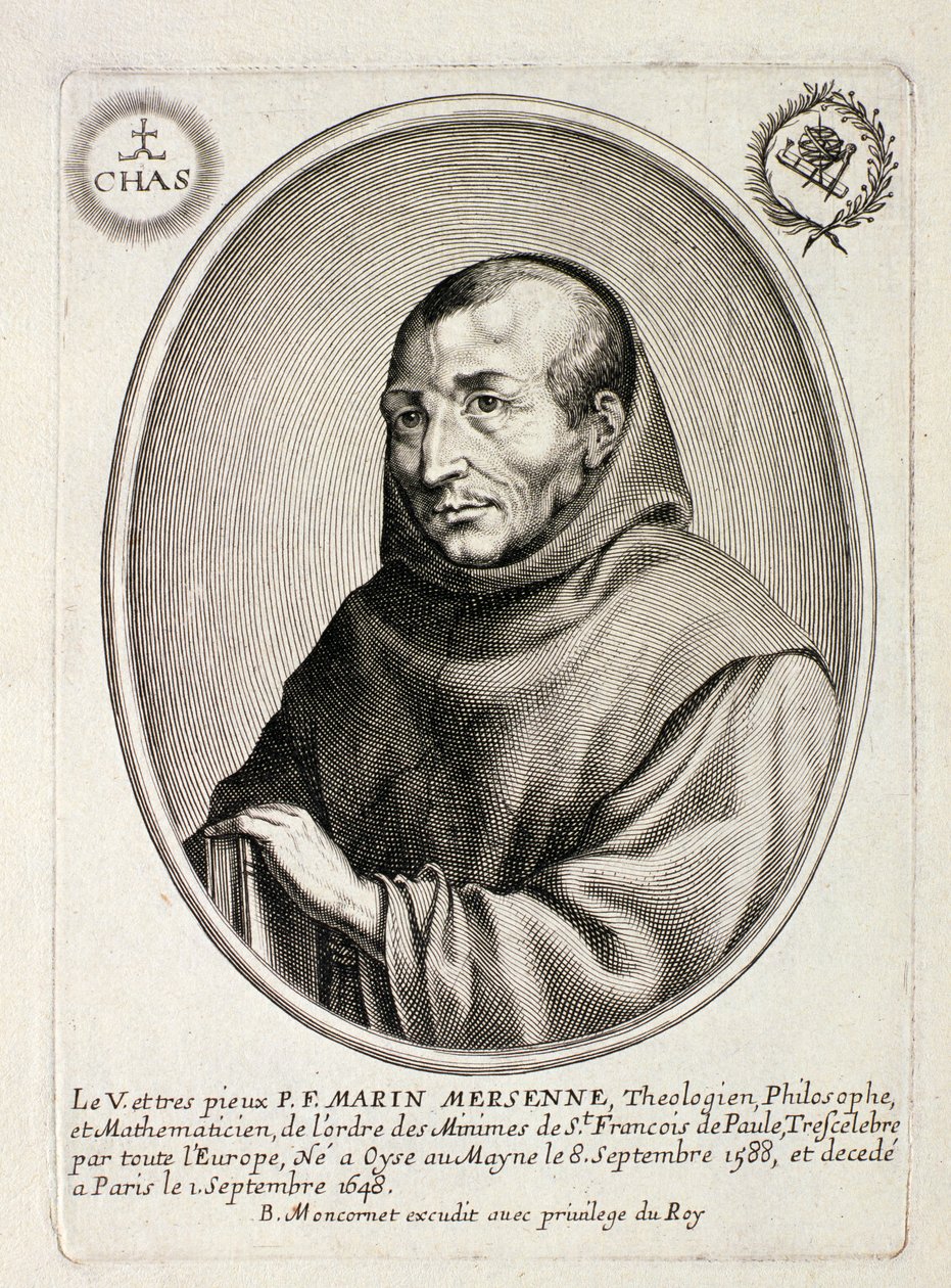 Porträtt av Marin Mersenne (1588-1648) graverad av Balthazar Moncornet (ca 1600-68) av French School