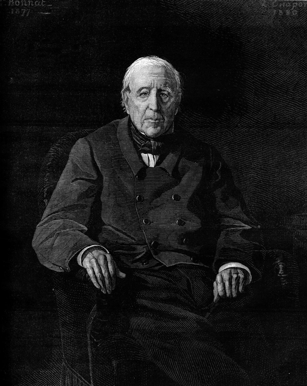 Porträtt av Marthe Camille Bachasson, greve av Montalivet (1801-1880), fransk politiker. Gravyr i "" Le Monde Illustré"" nr 1190 av 17 januari 1880. av French School