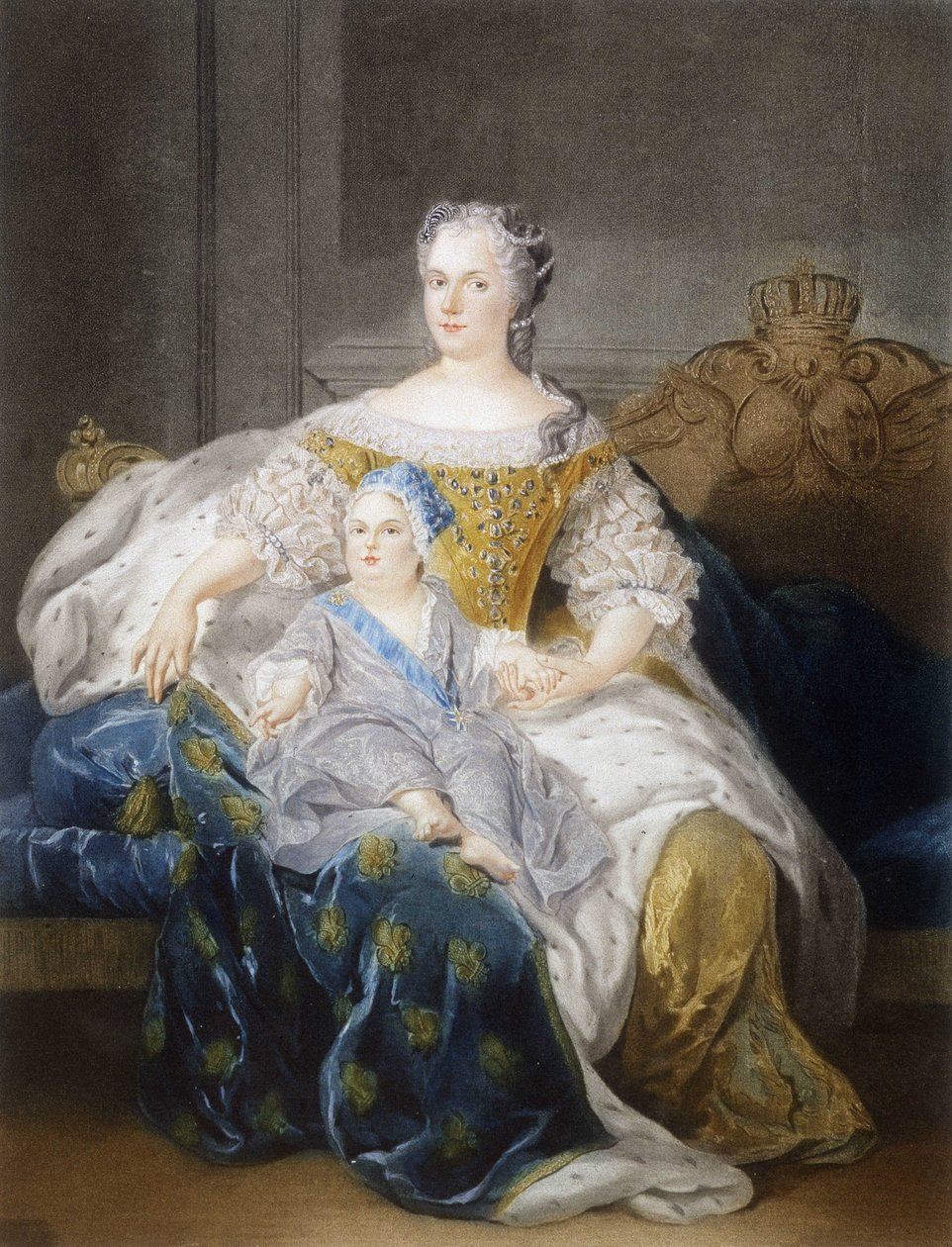 Porträtt av Mary Leszczynska och delfinen av French School