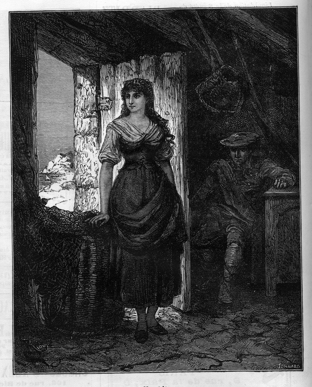 Porträtt av Mercedes, karaktären i romanen "Greven av Montecristo" (Monte Cristo eller Monte Cristo) av Alexandre Dumas (1802-1870). Gravyr i "" Le Monde Illustré", 30 januari av French School