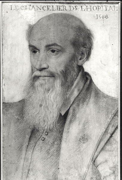 Porträtt av Michel de LHospital (ca 1504-73) 1566 av French School
