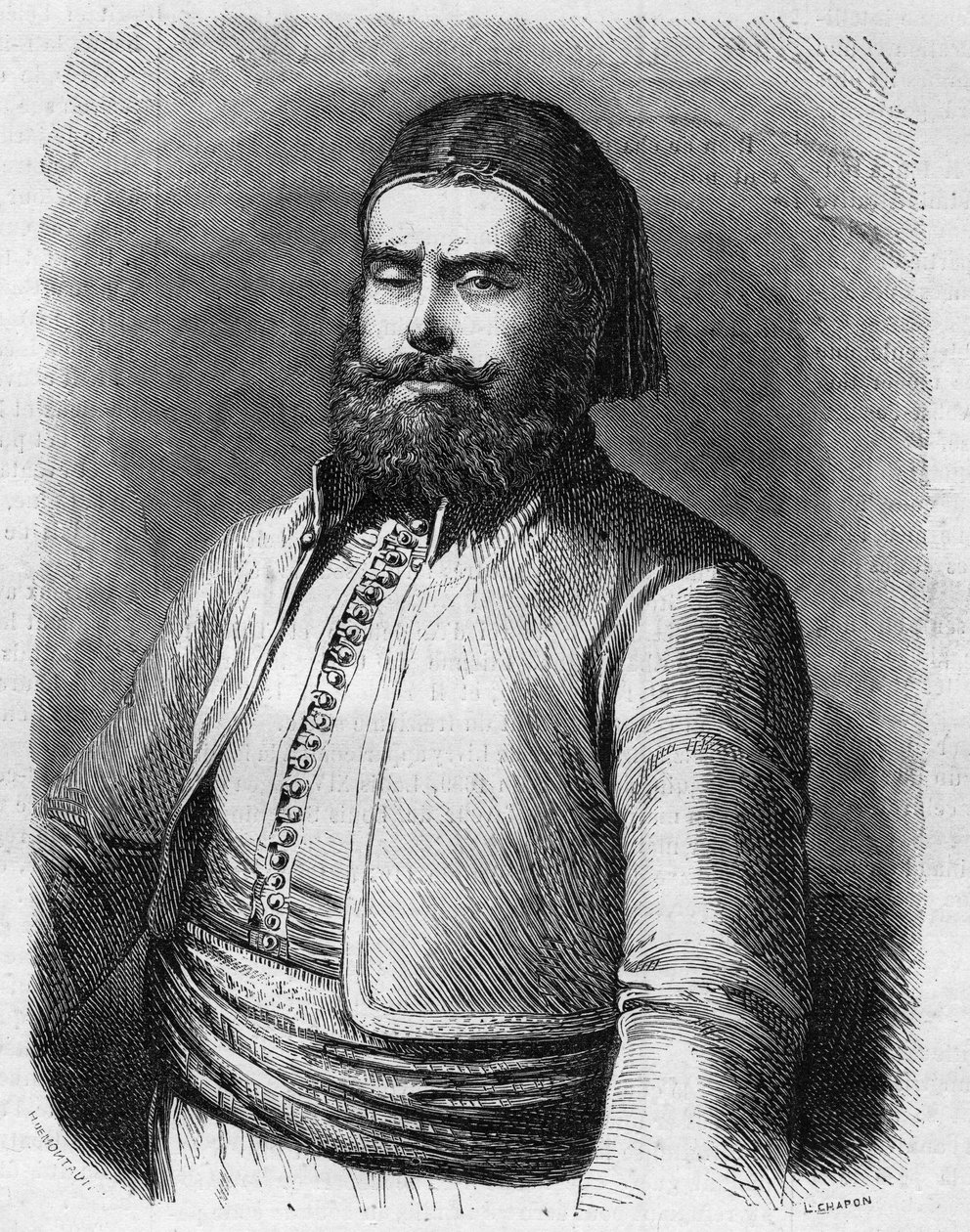 Porträtt av Mohammed Said (1822-1863), vice kung (Pasha) av Egypten under det osmanska riket. Gravyr i "" Le Monde Illustré"" nr 303 av 31 januari av French School