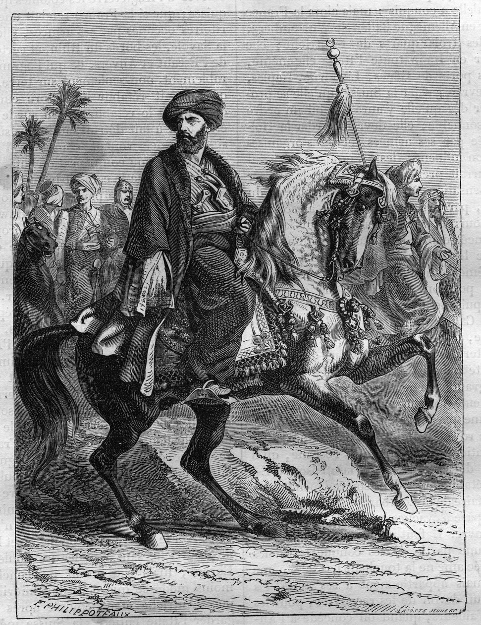 Porträtt av Mourad Bey (1750-1801), Mamlukshövding - Gravyr från 1865 i "Histoire du Consulate et de l