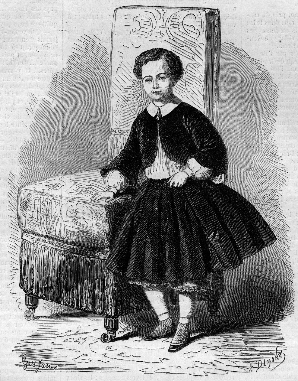 Porträtt av Napoleon Eugene Louis Jean Joseph Bonaparte (1856-1879), känd som Prince Imperial, son till Napoleon III. Gravyr i "" Le Monde Illustré"" nr 137 den 26 november av French School