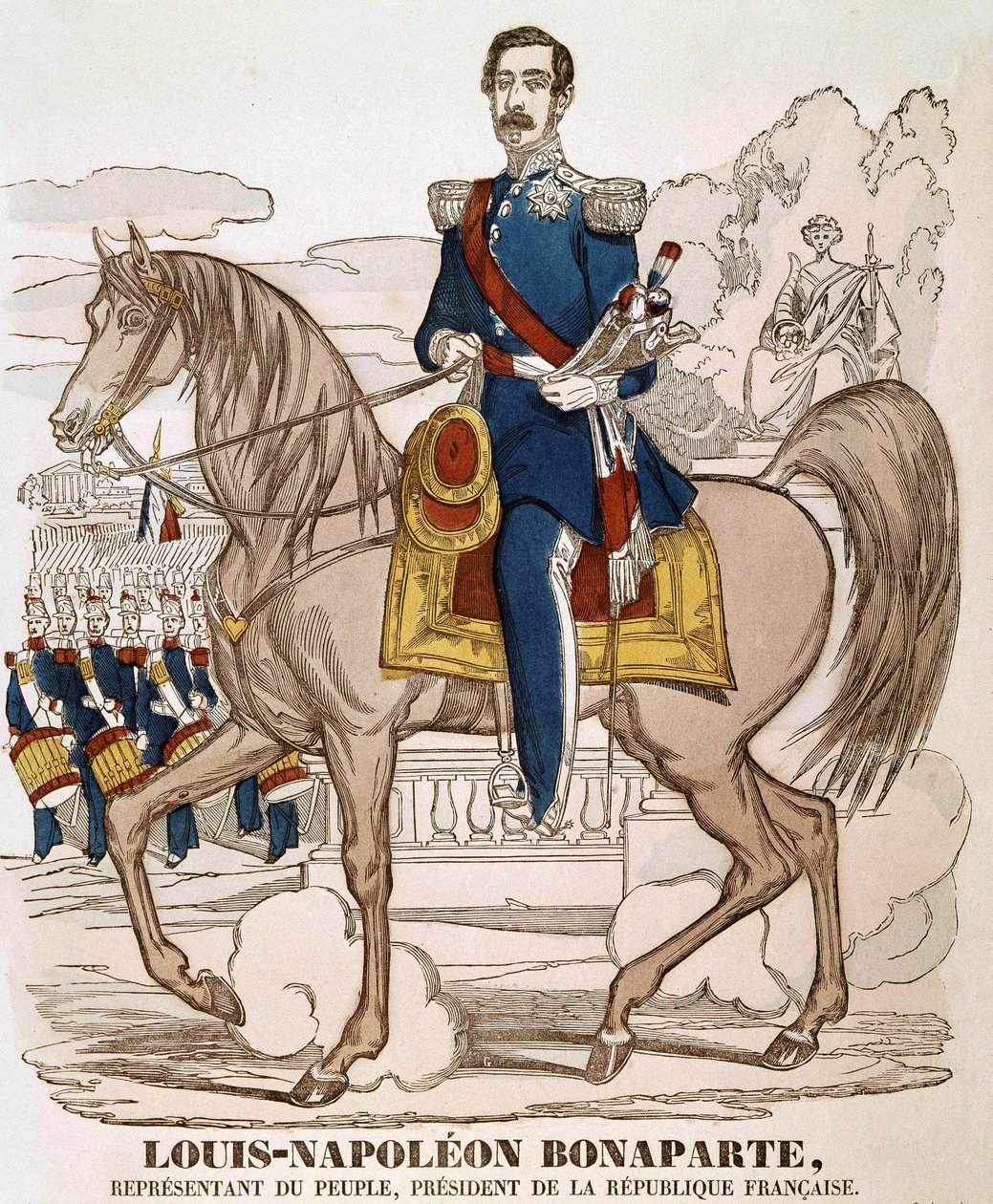 Porträtt av Napoleon III - representant för folket, Frankrikes president. (Charles Louis Napoleon Bonaparte) (1808 - 1873). Spinal bild. av French School
