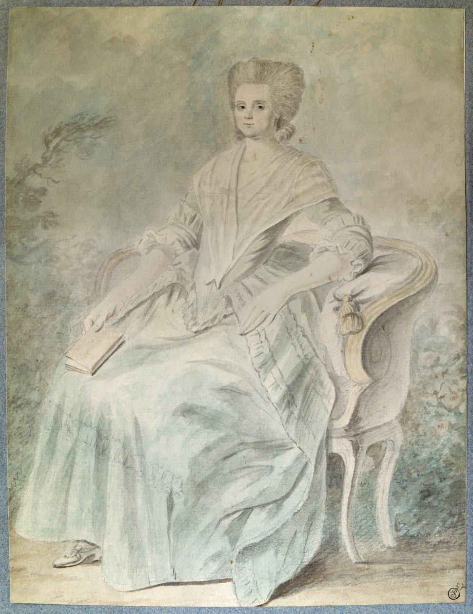 Porträtt av Olympe de Gouges (änka Aubry även känd som Marie Gouze) (Madame Aubry) (1748-1793) feminist, politiker och bokstäver. Anonym 1700-tals akvarell. Dämpa. 0,21x 0,28 m. Paris, Louvren av French School