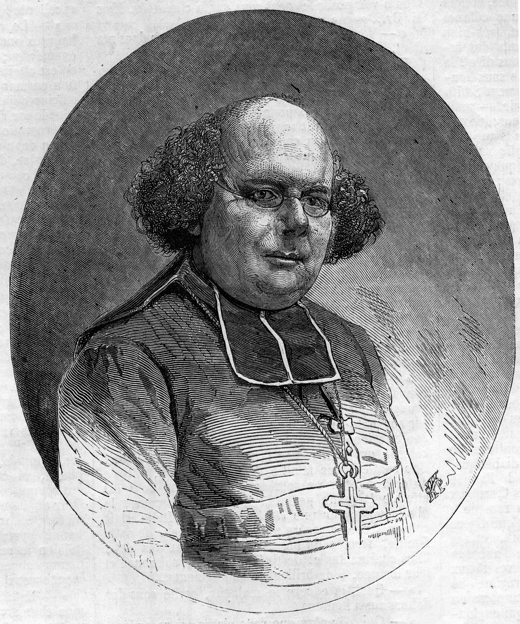 Porträtt av Patrice Cruice (1815-1866), biskop av Marseille från 1861 till 1865. Gravyr i "" Le Monde Illustré"" nr 232 den 21 september av French School