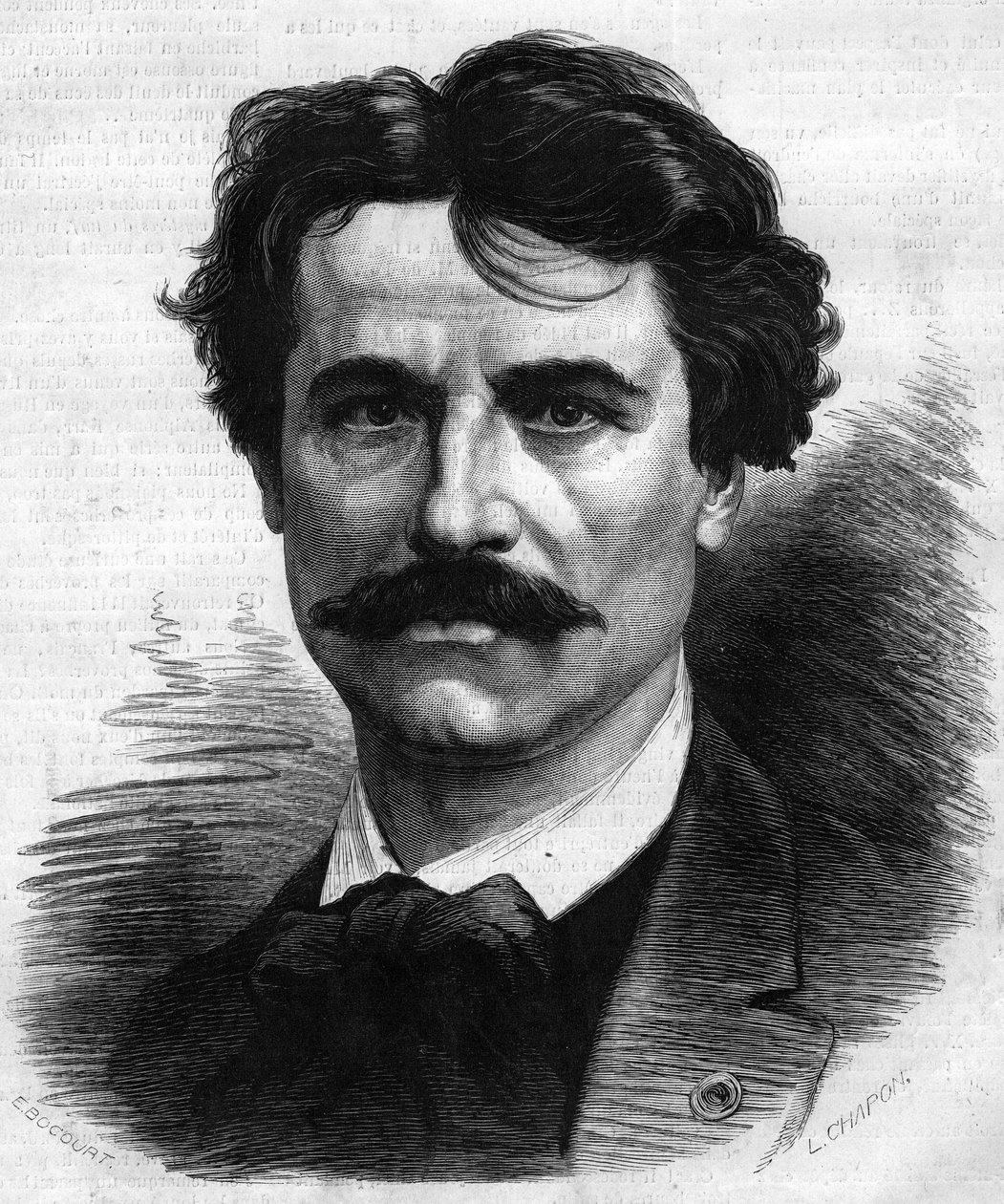 Porträtt av Paul Baudry (1828-1885), fransk målare. Gravyr i "" Den illustrerade världen"" nr 908 av 5 september av French School