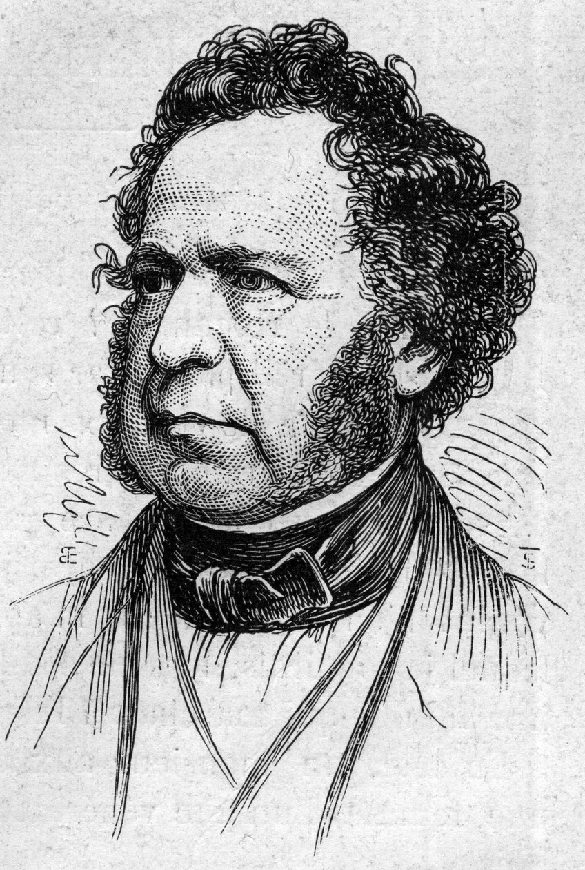 Porträtt av Paul Duke of Noailles (1802-1885), fransk historiker och akademiker. Gravyr i "" Le Monde Illustré"" nr 883 av 14 mars 1874. av French School