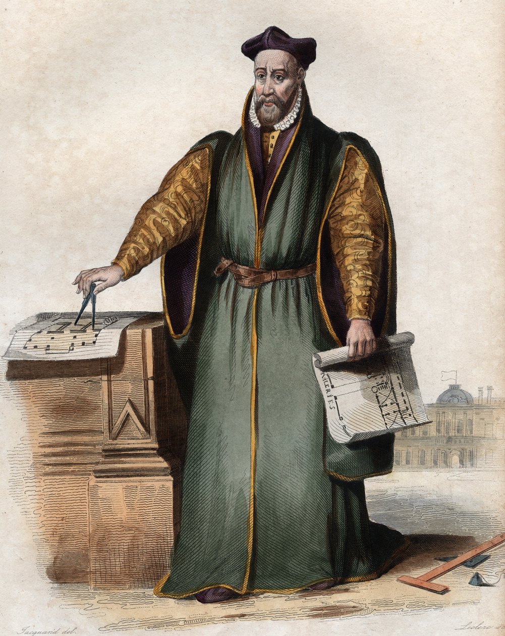 Porträtt av Philibert Delorme (De Lorme) (De lOrme) (1510-1570), fransk arkitekt. av French School