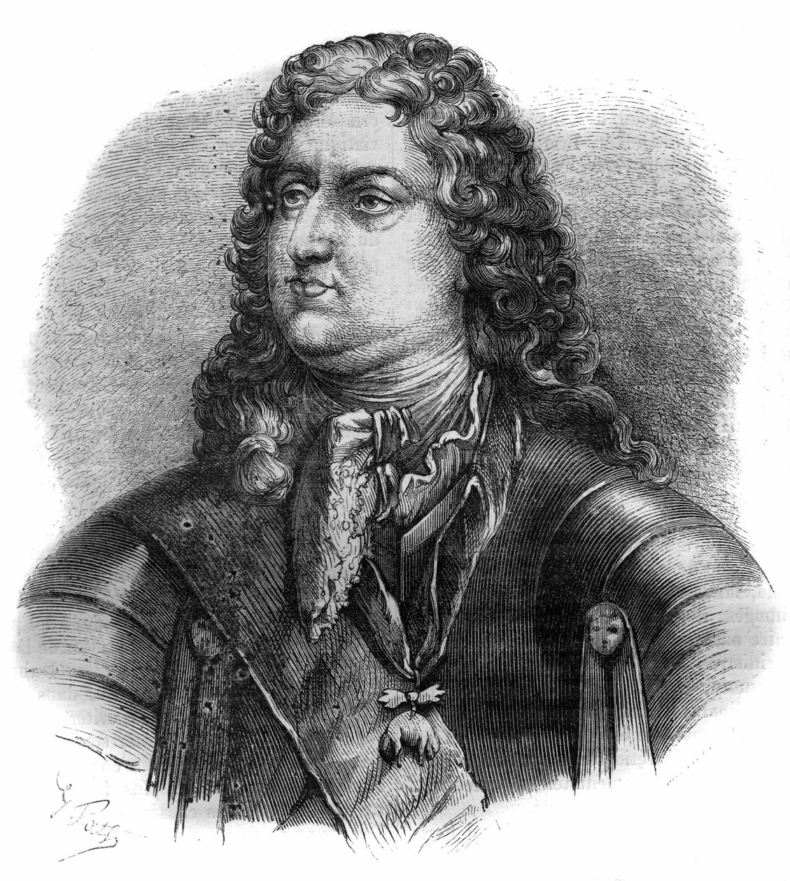Porträtt av Philip II hertig av Orleans (1674-1723), känd som regenten. Gravyr i "Historien om påvarna-kungarna-drottningarna och kejsarna genom århundradena"" av Maurice Lachatre av French School