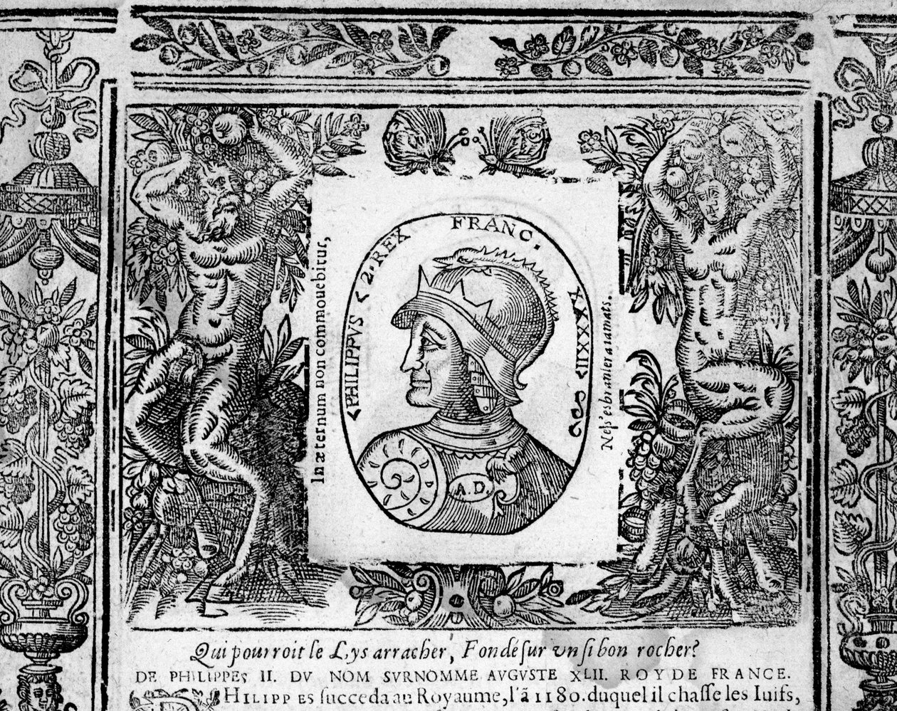 Porträtt av Philippe Auguste - gravyr av French School