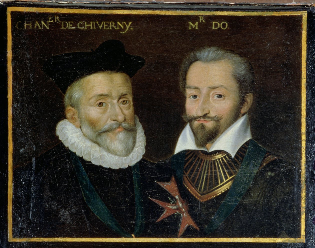 Porträtt av Philippe Hurault (1528-99) greve av Cheverny och Francois (1535-94) markis av O, 1617-38 av French School