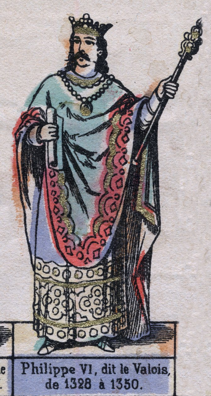 Porträtt av Philippe VI av Frankrike, känd som Philippe de Valois (1294-1350) (kapeternas dynasti). Illustration sent 1800-tal. av French School