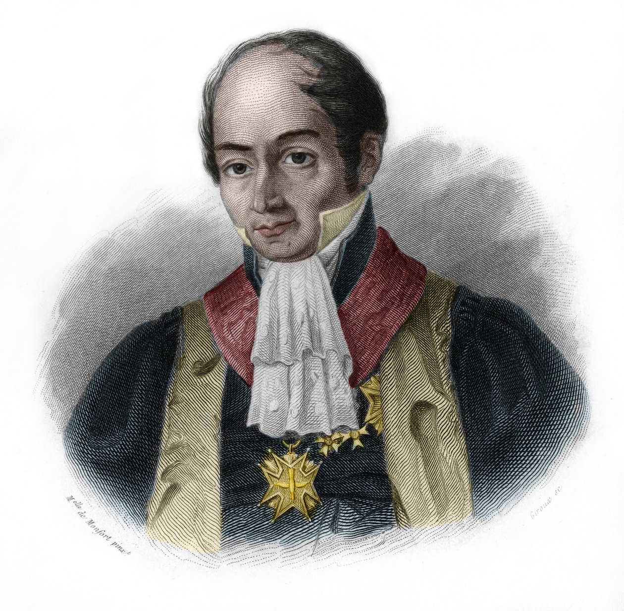 Porträtt av Pierre-Francois-Hercule (Pierre Francois Hercule), greve av Serre (1776-1824), fransk politiker. i "" LIBRE DES SPEAKERS"" av Louis de Cormenin Timon. 1842. Privat samling. av French School