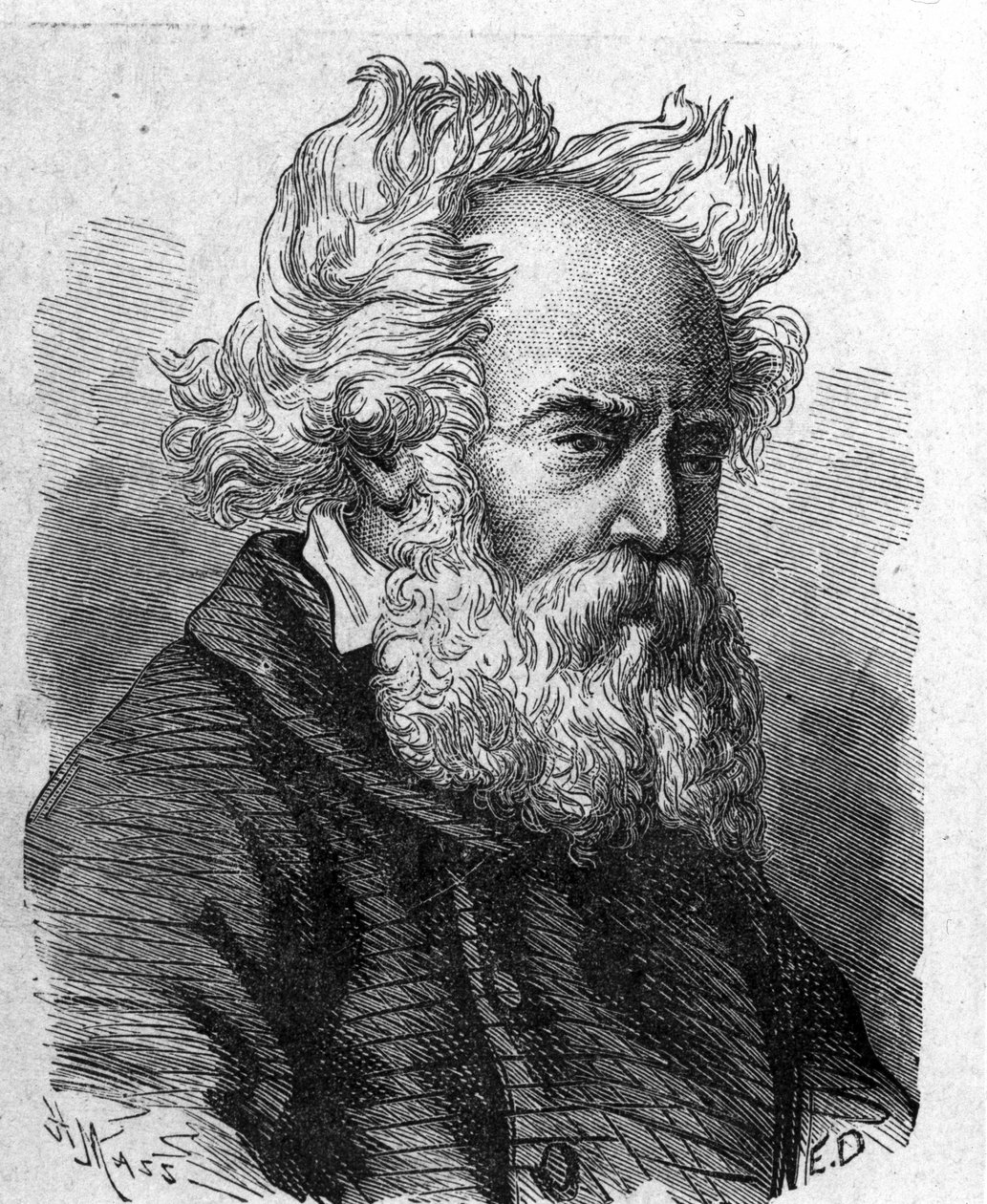 Porträtt av Pierre-Louis-Frederic (Pierre Louis Frederic) Sauvage (1785-1857), fransk uppfinnare av helice - i "Album de la Science; berömda vetenskapsmän; Grandes disouvertes””” 1896. av French School
