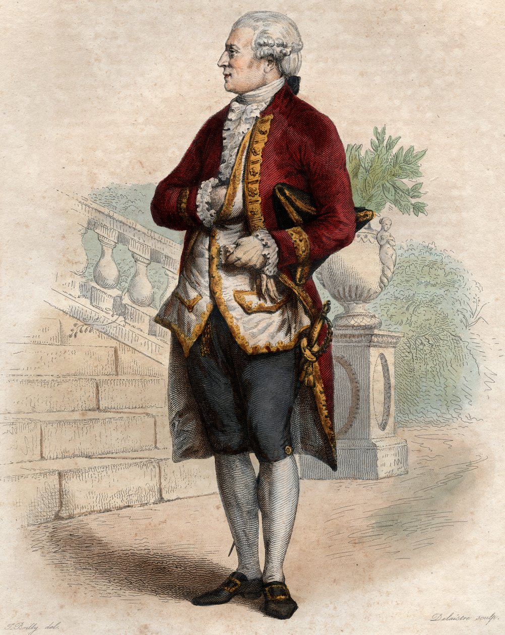 Porträtt av Pierre Augustin Caron de Beaumarchais (1732-1799), fransk urmakare, uppfinnare, musiker, diplomat och författare. av French School