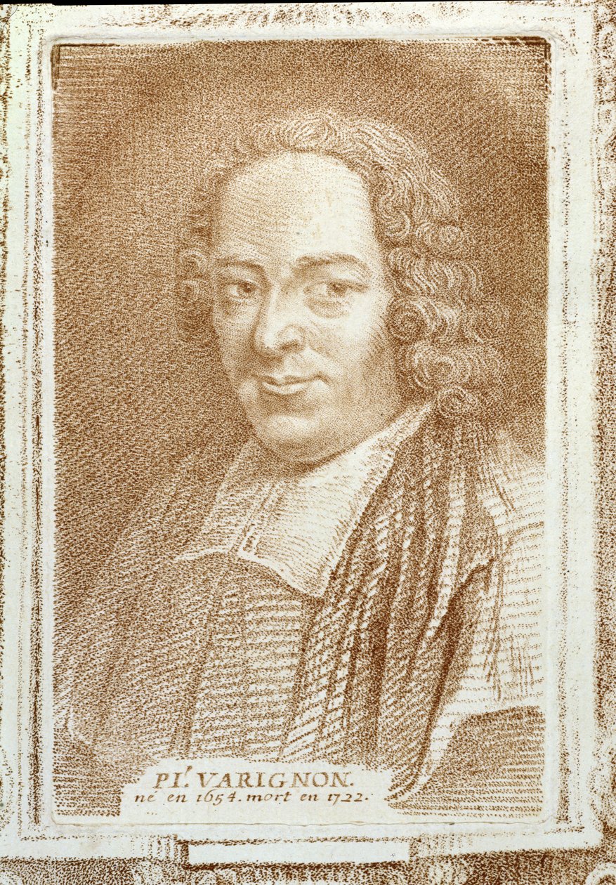Porträtt av Pierre L. Varignon (1654-1722) från Histoire des Mathematiciens av Alexandre Saverien, ca 1766 av French School