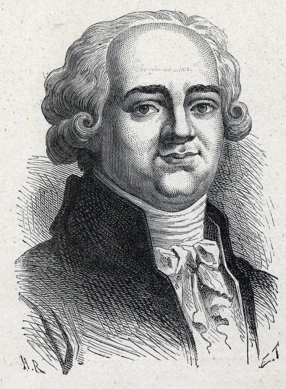 Porträtt av Pierre Louis Manuel, fransk politiker (1751-1793) deputerad av Seine vid Nationalkongressen. Gravyr från 1889. Privat samling. av French School