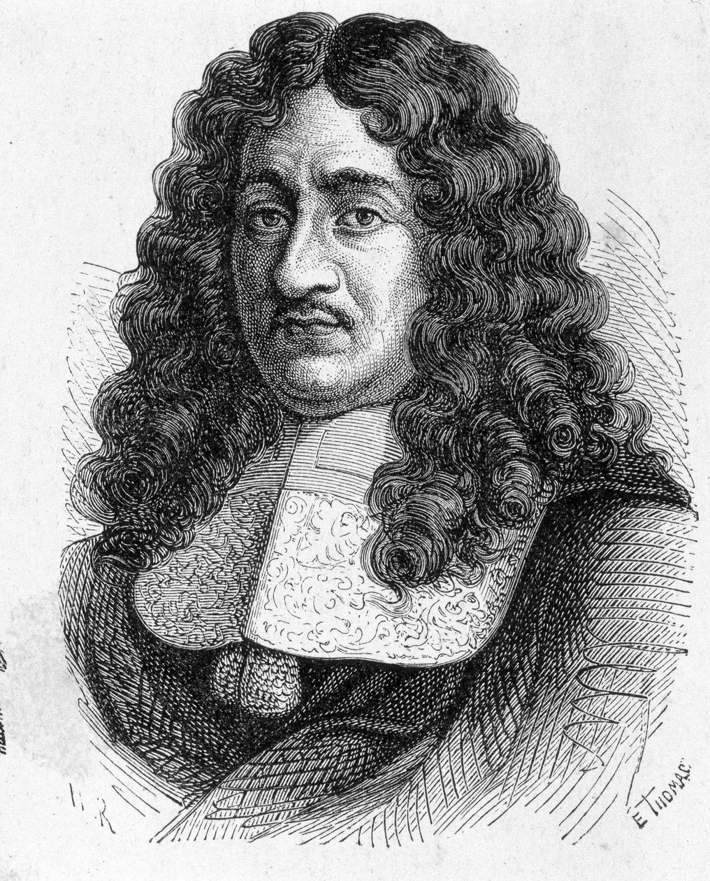Porträtt av Pierre Paul de Riquet (1604 - 1680), fransk ingenjör som byggde kanalen du midi - i "Album de la Science; berömda vetenskapsmän; Stora upptäckter””” 1896. av French School