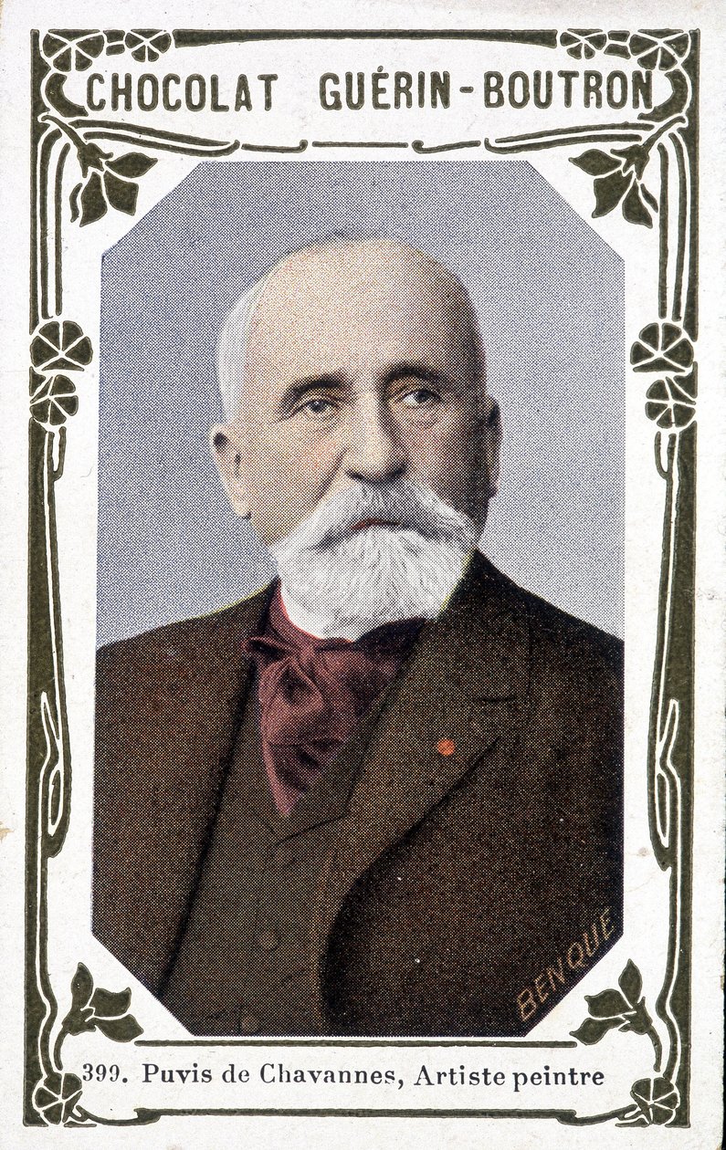 Porträtt av Pierre Puvis de Chavannes, fransk målare (1824-1898). Vinjett av choklad från Guérin - Boutron av French School