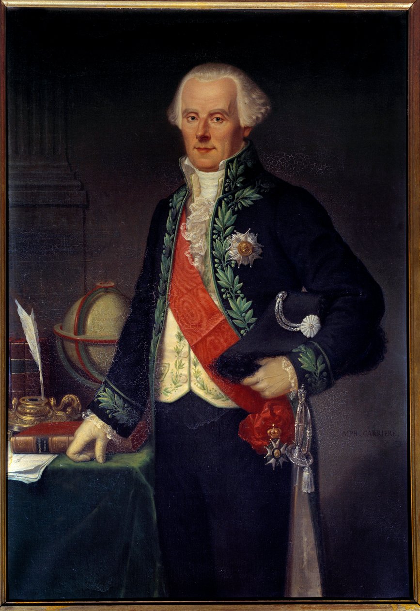 Porträtt av Pierre Simon, markis de Laplace (1749-1827), matematiker, fysiker och astronom. Målning av Ecole francaise. 1800-talets Paris, observatoriets museum av French School